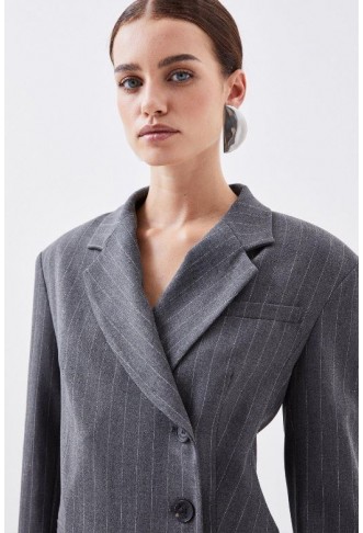 Petite Tailored Pinstripe Single Breasted Blazer Dress