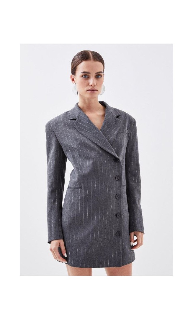 Petite Tailored Pinstripe Single Breasted Blazer Dress