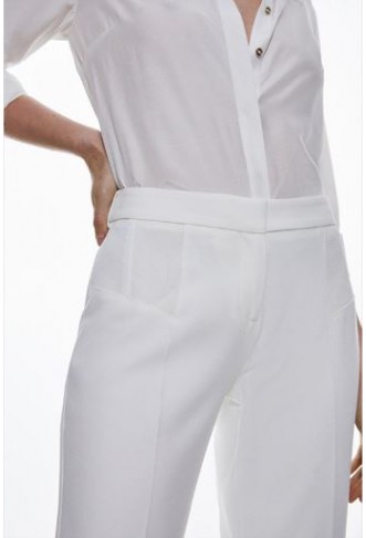 Compact Stretch Contrast Panel Detail Flared Trouser