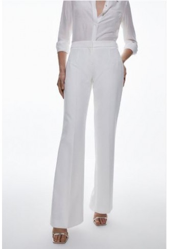 Compact Stretch Contrast Panel Detail Flared Trouser