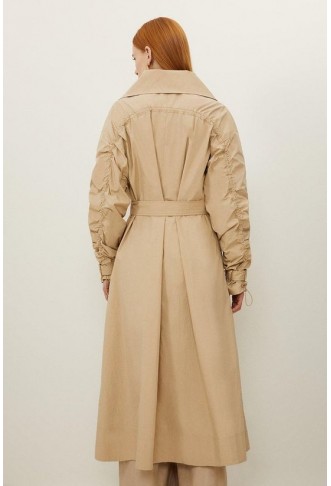 Tailored Asymmetric Collar Relaxed Fit Belted Coat