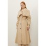 Tailored Asymmetric Collar Relaxed Fit Belted Coat