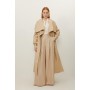 Tailored Asymmetric Collar Relaxed Fit Belted Coat