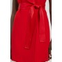 Petite Satin Back Crepe Sleeveless Tuxedo Tailored Wrap Mini Dress