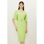 Compact Stretch Viscose Cape Pencil Midi Dress