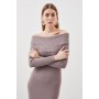 Viscose Blend Bardot Knit Midi Dress