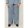 Plus Size Tailored Denim Look Linen Wide Leg Trousers