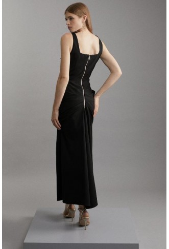 Tailored Waist Drape Corset Maxi Dress