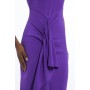 Compact Viscose Tailored One Shoulder Drape Front Pencil Dress