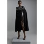 Compact Stretch Viscose Crystal Embellished Cape Maxi Dress