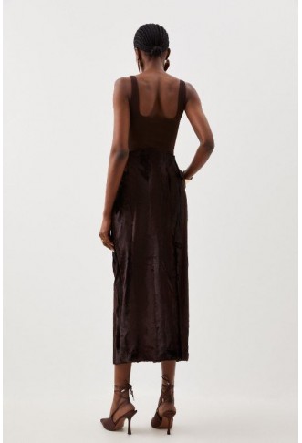 Tailored Signature Ponyskin High Waist Midi Skirt