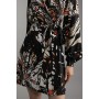 Butterfly Print Viscose Crepe Woven Wrap Mini Dress