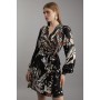 Butterfly Print Viscose Crepe Woven Wrap Mini Dress