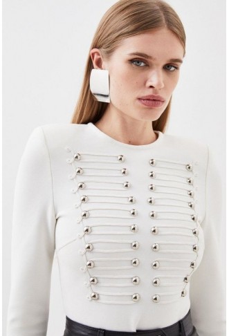 Figure Form Bandage Military Detail Knit Top