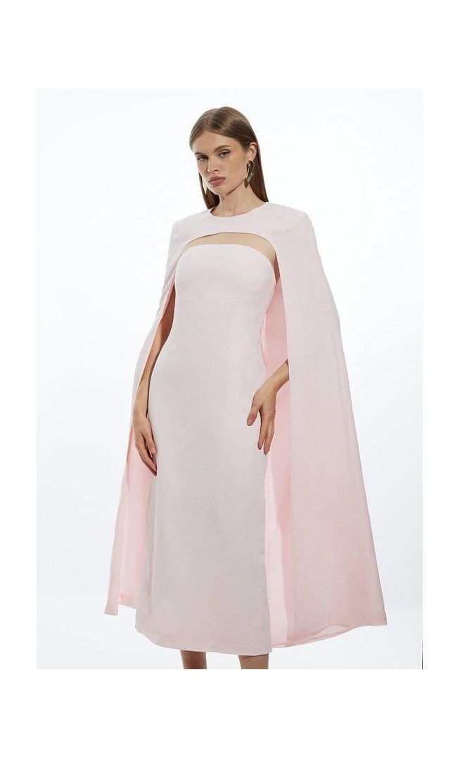 Petite Fluid Tailored Caped Maxi Dress