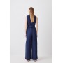 Linen Notch Neck Belted Jumpsuit