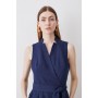 Linen Notch Neck Belted Jumpsuit