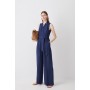 Linen Notch Neck Belted Jumpsuit