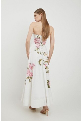 Lydia Millen Linen Embroidery Bardot Prom Dress