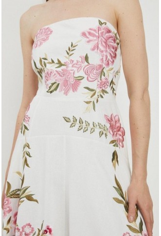 Lydia Millen Linen Embroidery Bardot Prom Dress