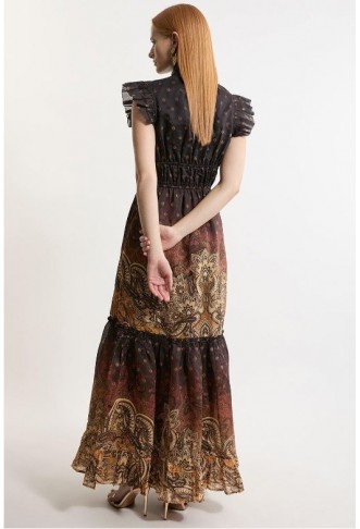 Printed Paisley Print Cotton Woven Maxi Dress