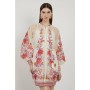 Petite Floral Embroidery Organdie Woven Midi Dress