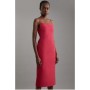 Structured Crepe Tailored Square Neck Midi Dress