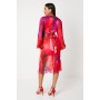 Printed Pleated Sleeve Midaxi Dress