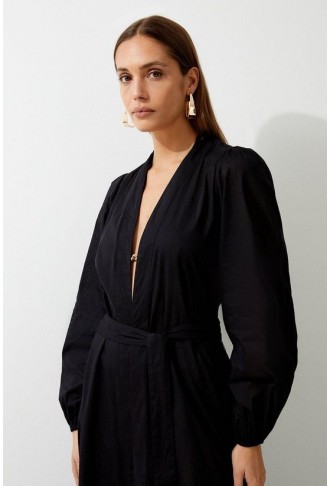 Cotton Tie Waist Woven Kimono