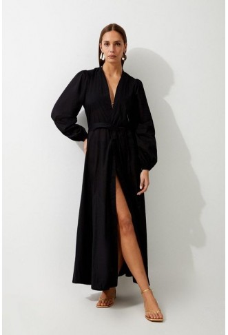 Cotton Tie Waist Woven Kimono