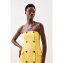 Compact Stretch Tailored Bandeau Double Breasted Midi Dress