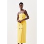 Compact Stretch Tailored Bandeau Double Breasted Midi Dress