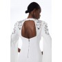 Crystal Embellished Cady Woven Cape Maxi Dress