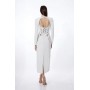 Crystal Embellished Sleeved Woven Midi Dress