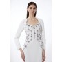 Crystal Embellished Sleeved Woven Midi Dress