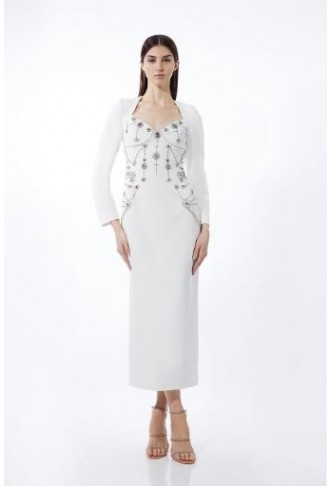Crystal Embellished Sleeved...