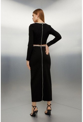 Diamante Embellished Ponte Skirt And Top Set
