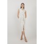 Petite Tailored Denim Cargo Pocket Belted Midi Shirt Dress