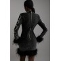 Feather Embellished Mini Dress Figure Form Bandage Knit