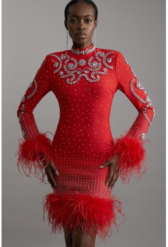 Feather Embellished Mini...