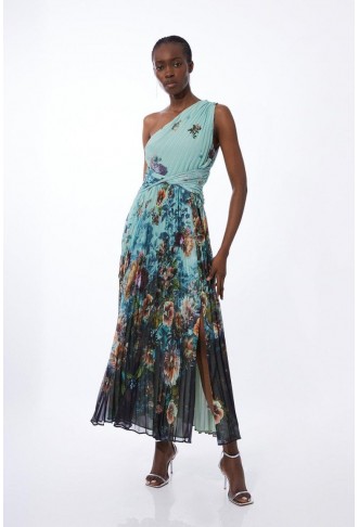 Black Tall Floral Chiffon...