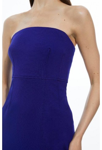 Italian Structured Stretch Corset Seamed Bandeau Midi Tailored Dress