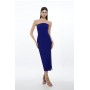 Italian Structured Stretch Corset Seamed Bandeau Midi Tailored Dress