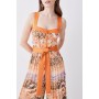 Top Stitch Mixed Animal Woven Jumpsuit