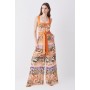 Top Stitch Mixed Animal Woven Jumpsuit
