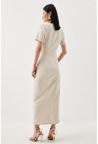 Ponte Tuck Jersey Midi Dress