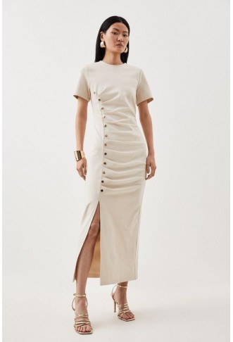 Ponte Tuck Jersey Midi Dress