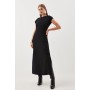Soft Tailored Button Detail Sleeveless Midi Dress