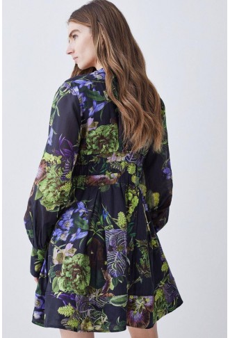Silk Cotton Botanica Floral Woven Short Dress