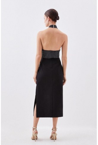 Petite Premium Embellished Diamante Midi Dress